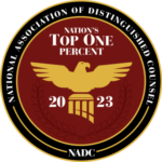 Recognized by the National Association of Distinguished Counsel as one of the nations top one percent in 2023.
